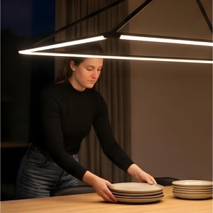 LEDS C4 Lámpara Colgante Tubs 1200MM LED 38W Blanco Cálido 2700K Negro para Interior,