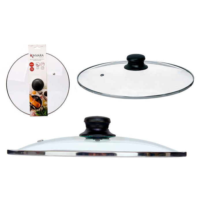 Coperchio in vetro bordo argento 30 cm