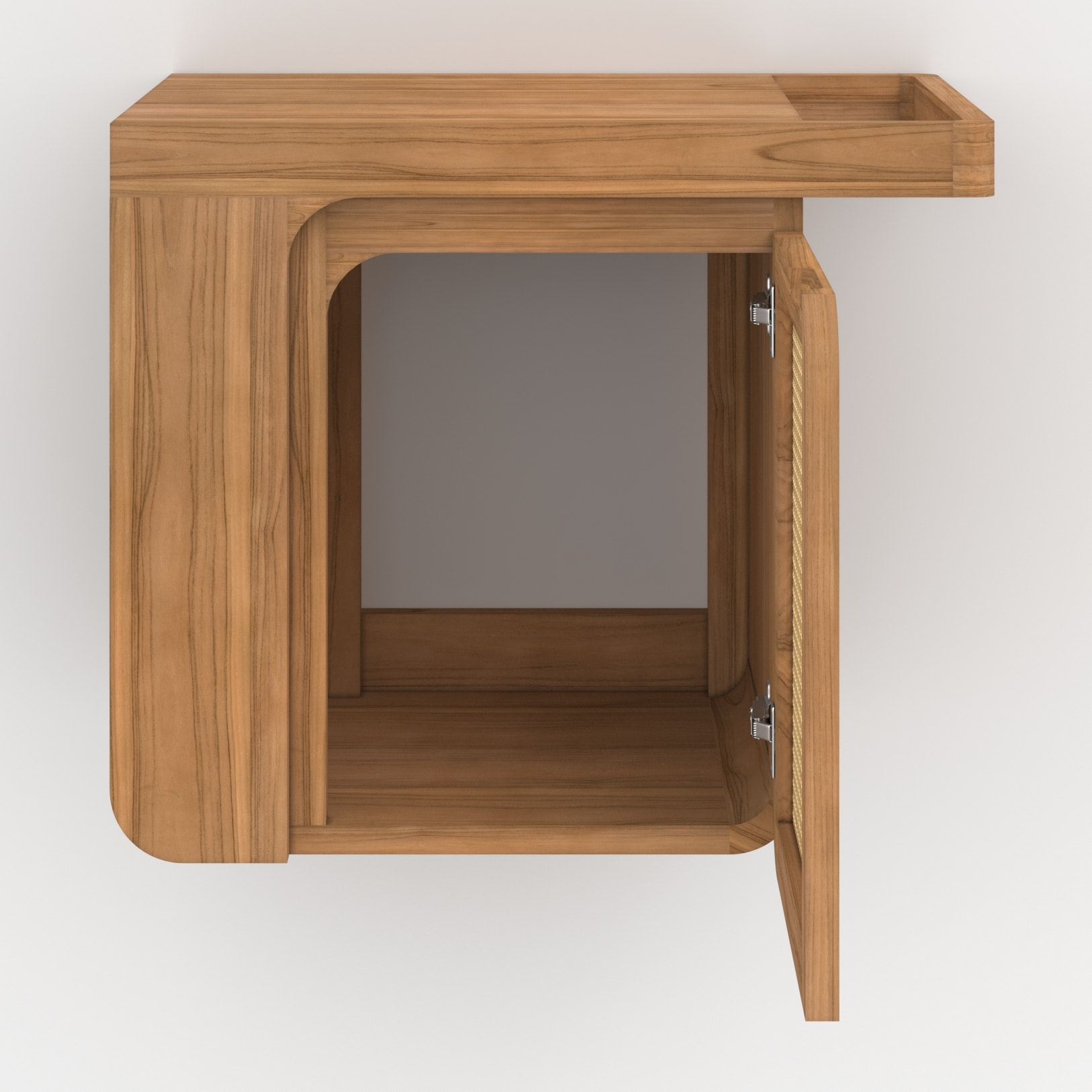 Meuble de salle de bain suspendu en bois de teck et cannage 57 cm - Dami