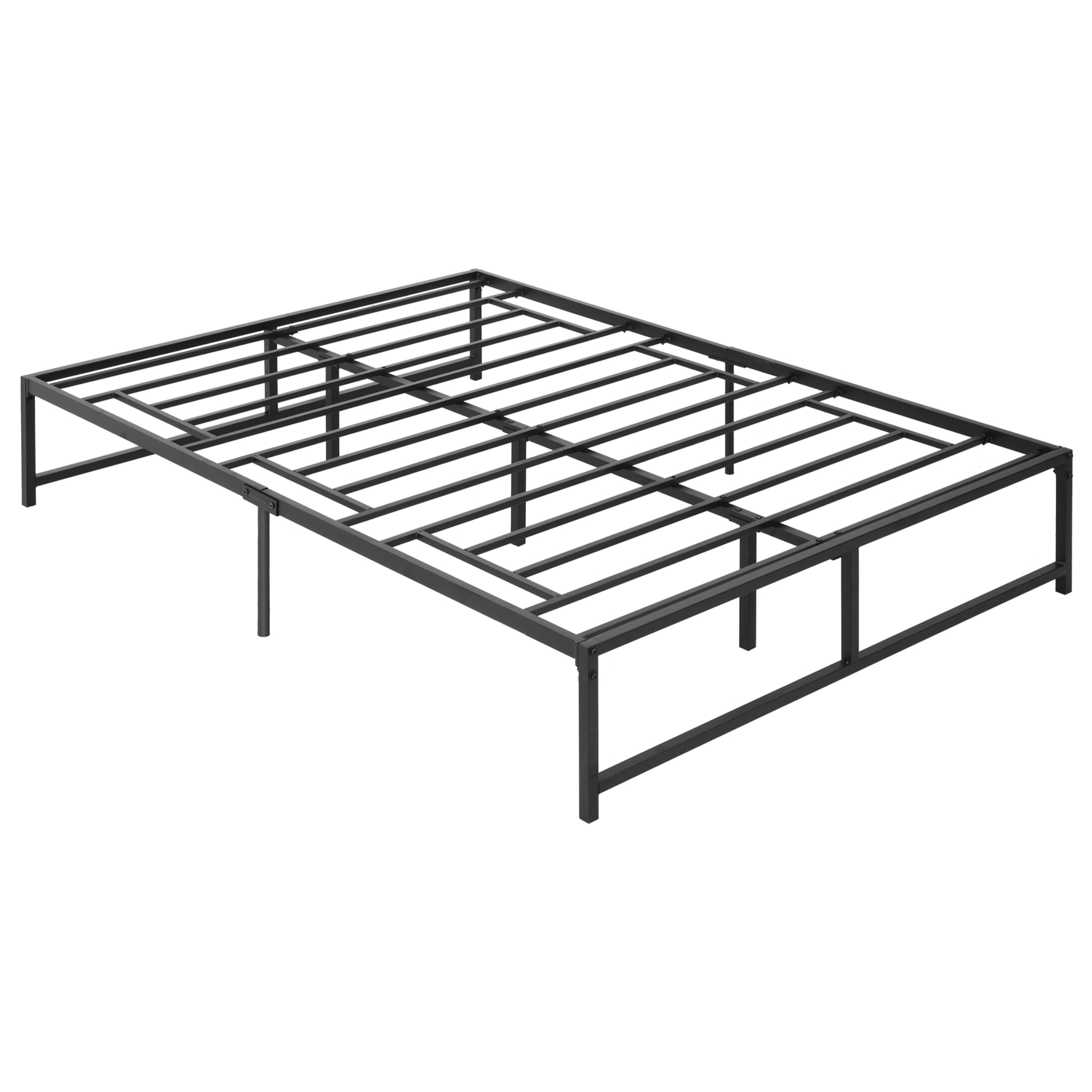 HOMCOM Marco de Cama Doble de Metal para Colchón 135x190 cm con Patas de 35 cm Estructura de Cama Matrimonio con Espacio Bajo de Almacenamiento 141,5x195x35 cm Negro