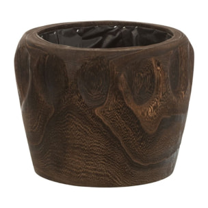 J-Line cache-pot Thibo - bois/plastique - marron foncé - large - Ø 35 cm