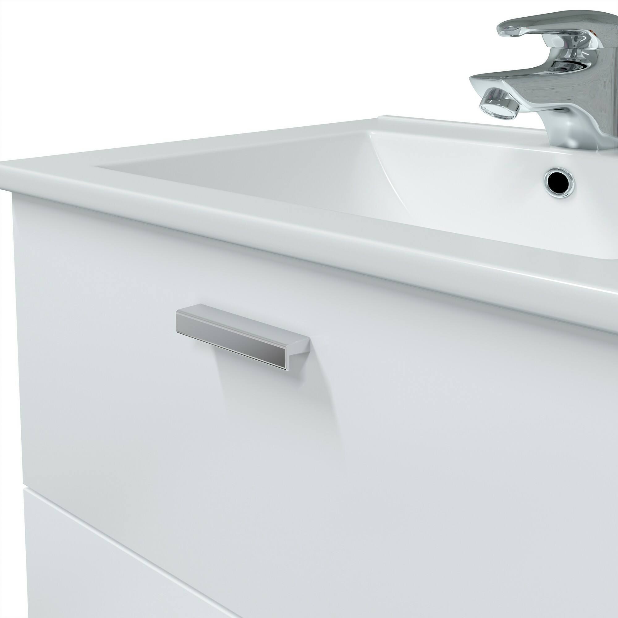 Mobile sottolavabo Doksuri, Mobiletto da bagno, Contenitore porta lavabo, Armadio per lavandino, 60x45 h50 cm, Bianco lucido
