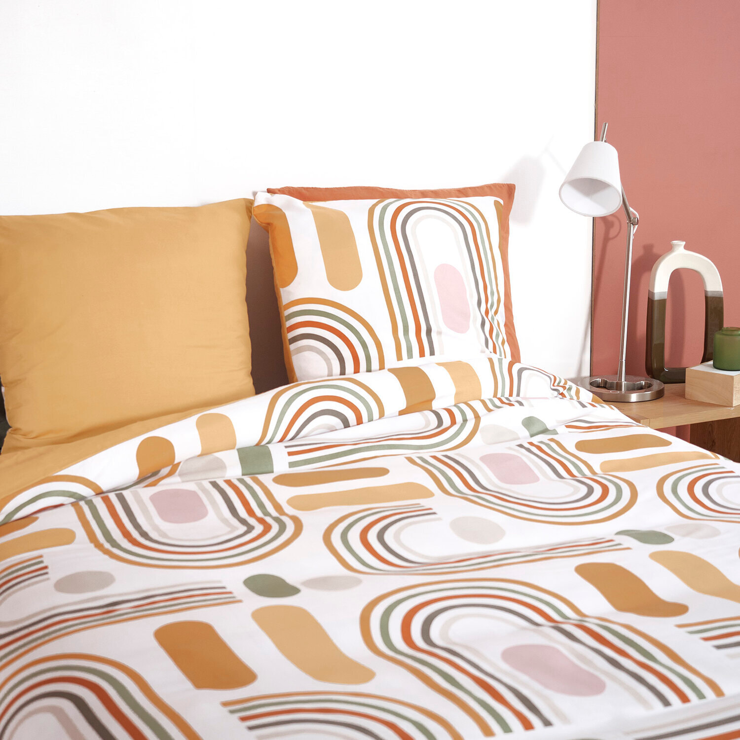 Parure housse de couette polyester beige