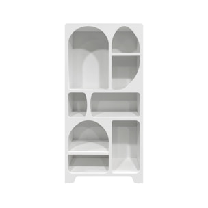 Etagère bibliothèque organique effet bois blanc plusieurs niches 8 compartiments