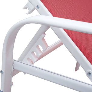 Lot de 2 bains de soleil SARDINIA en textilène rose - structure blanche