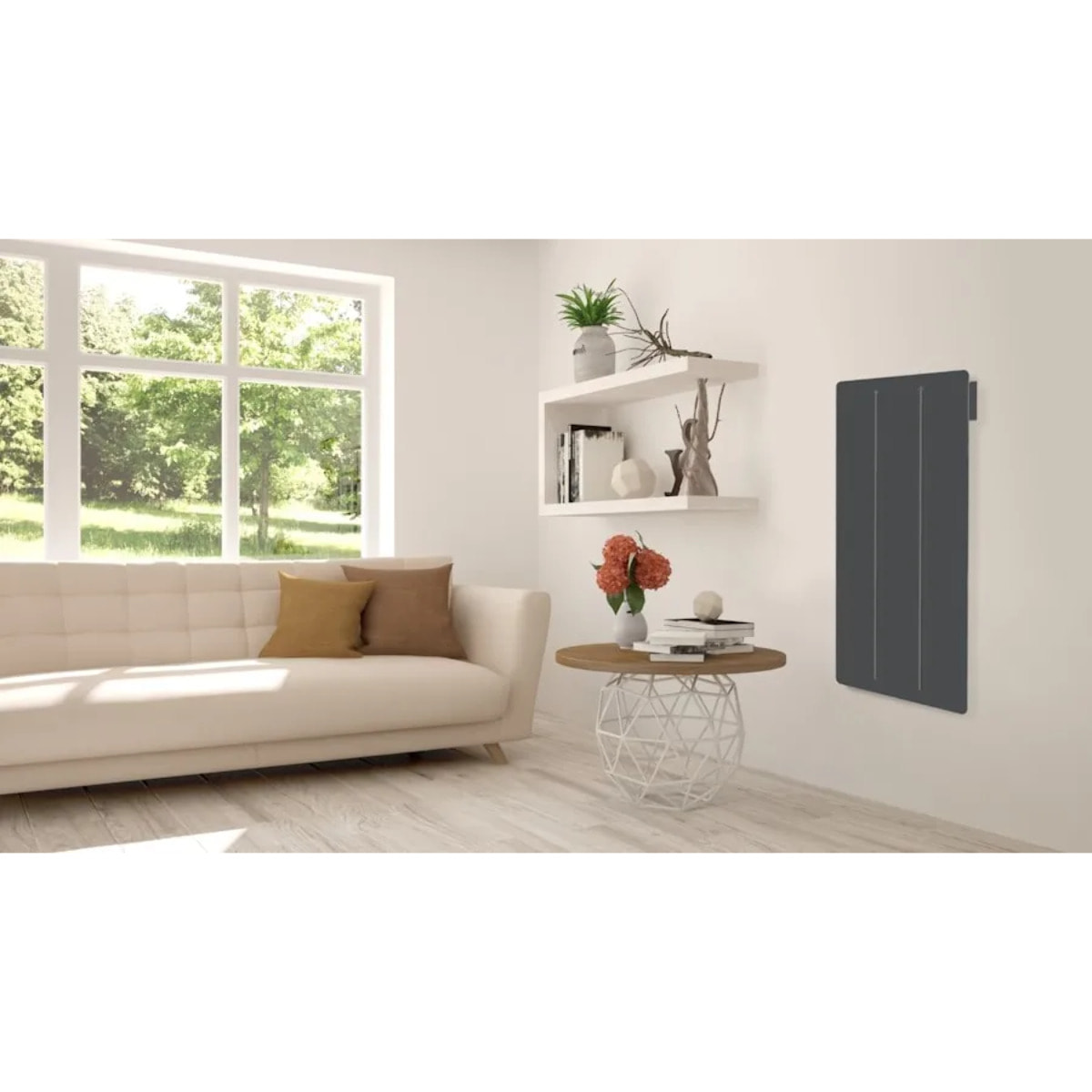Radiateur Électrique Vertical LCD Céramique + Film Gris Anthracite 1500W
