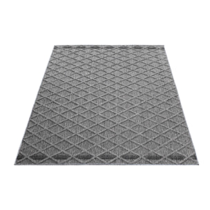 PATARA - Tapis intérieur/extérieur motif losange gris - PAT4953GRI