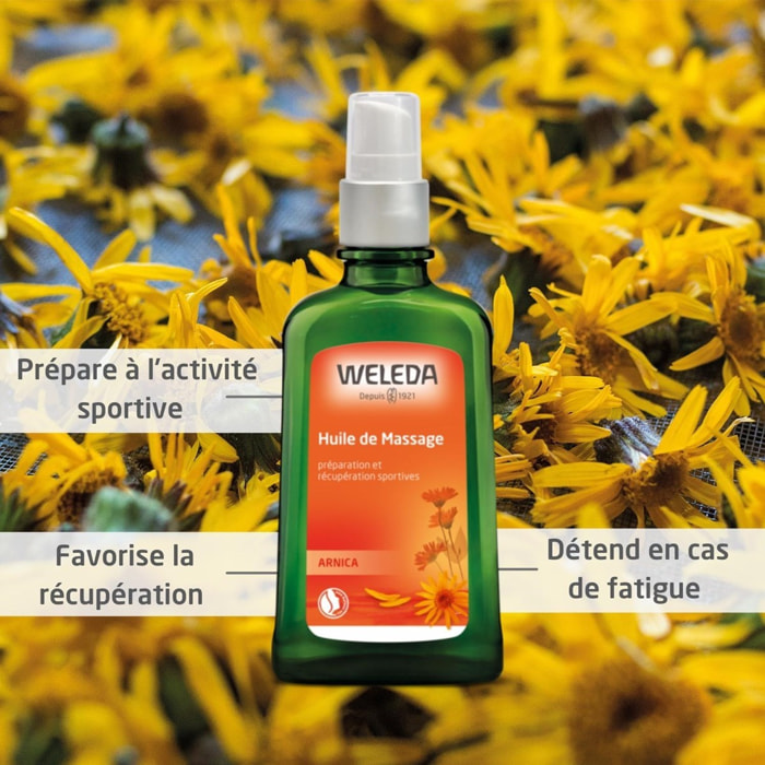 WELEDA - Duo Huile de Massage à l'Arnica - Préparation et récupération sportives - Vegan*- Certifié Natrue**- Flacon-pompe 100 ml  x 2