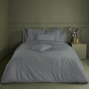 Taie de traversin percale de coton uni anthracite La percale francaise acier