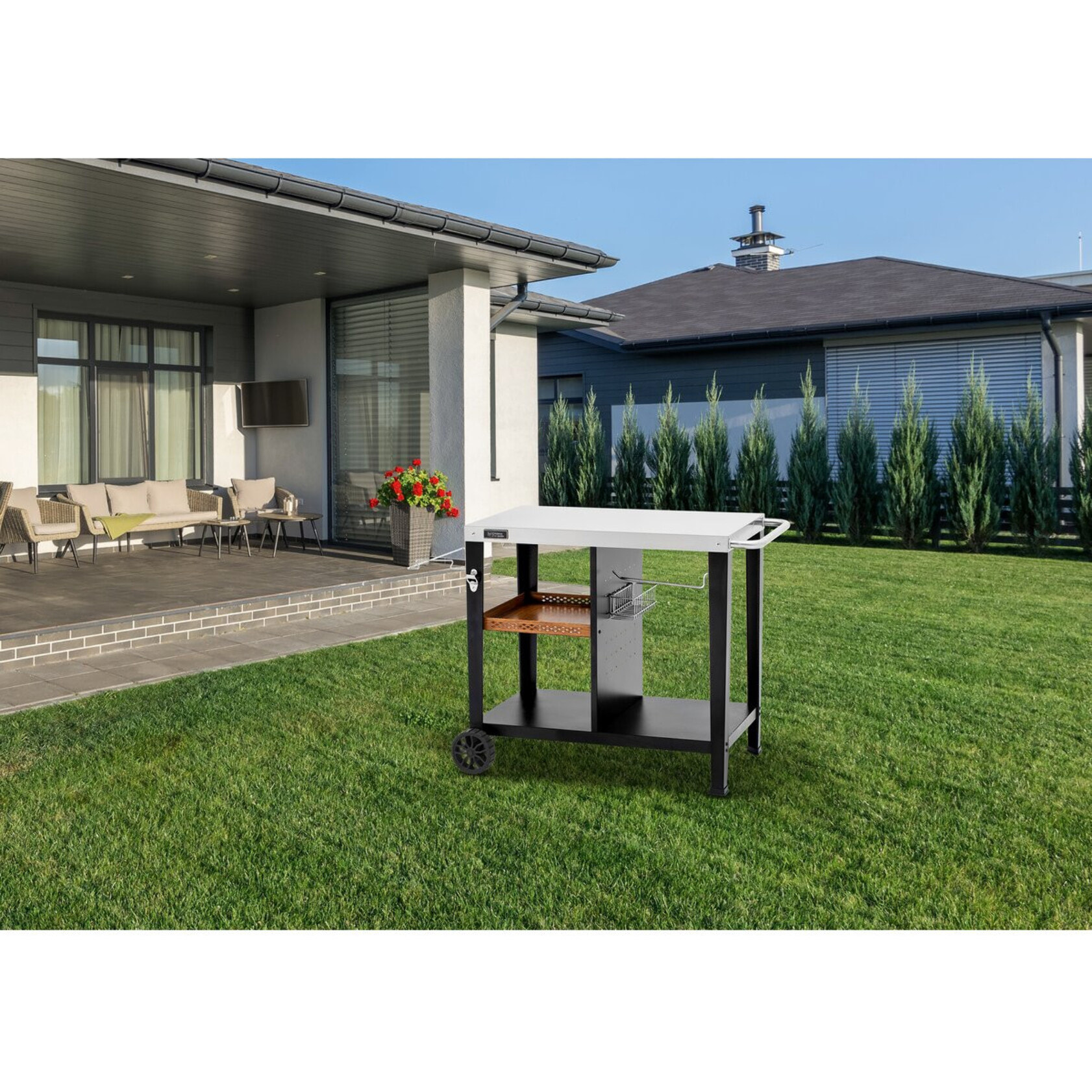 Desserte de barbecue en métal "Gelia" - 117 x 59 x 80 cm - Noir