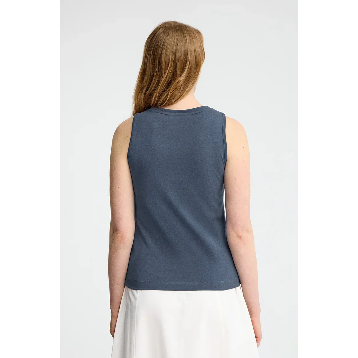 Camiseta sin mangas azul denim de corte slim con bordado Rigby Go
