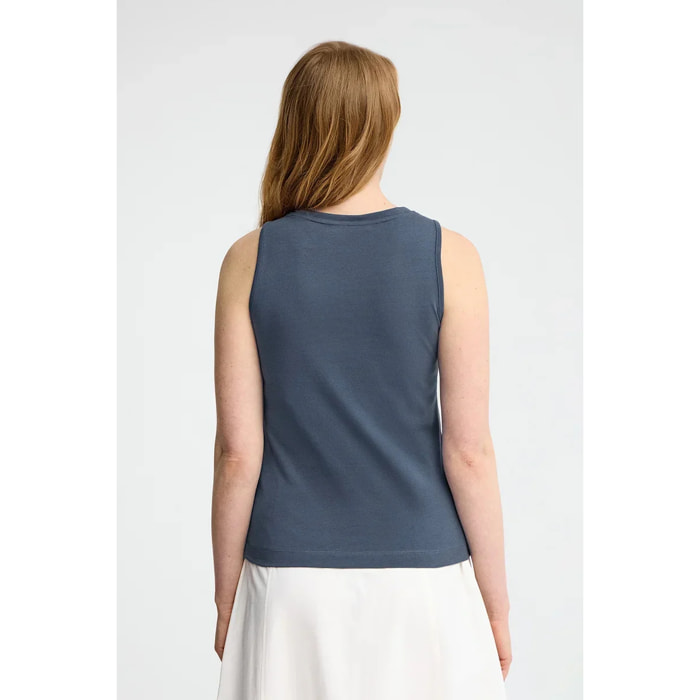 Camiseta sin mangas azul denim de corte slim con bordado Rigby Go