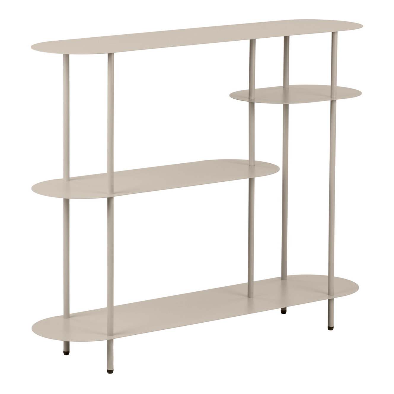 Libreria Rieti a 4 ripiani ovali asimmetrici in metallo sabbia 118×31×97 cm
