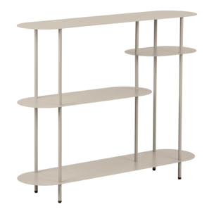 Libreria Rieti a 4 ripiani ovali asimmetrici in metallo sabbia 118×31×97 cm