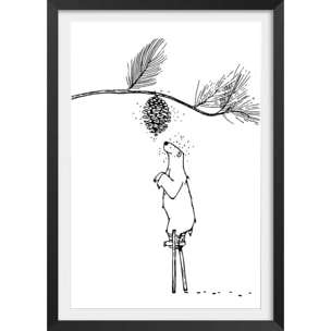 Poster ours landais Affiche + cadre en bois - Noir