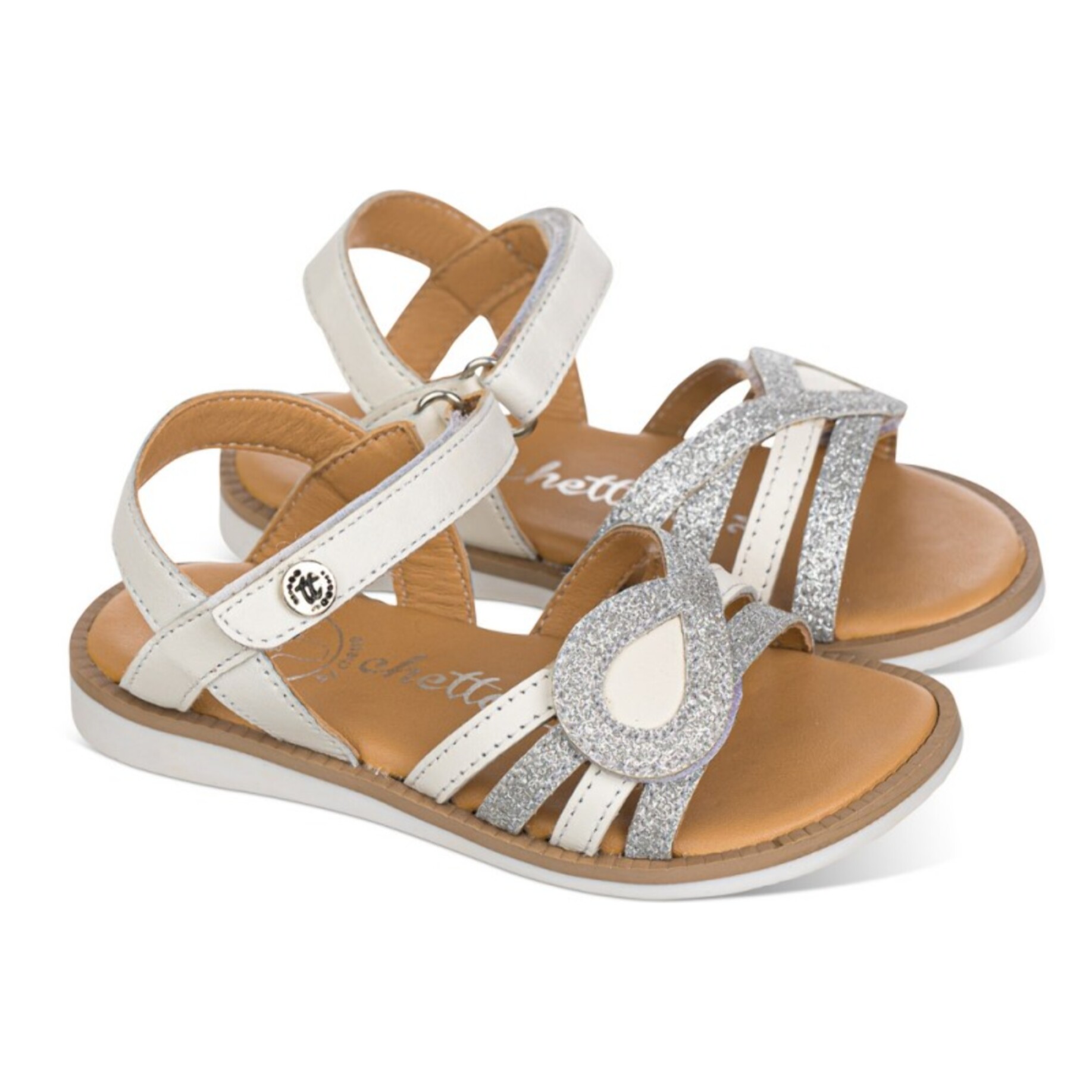 Sandalia en piel con velcro