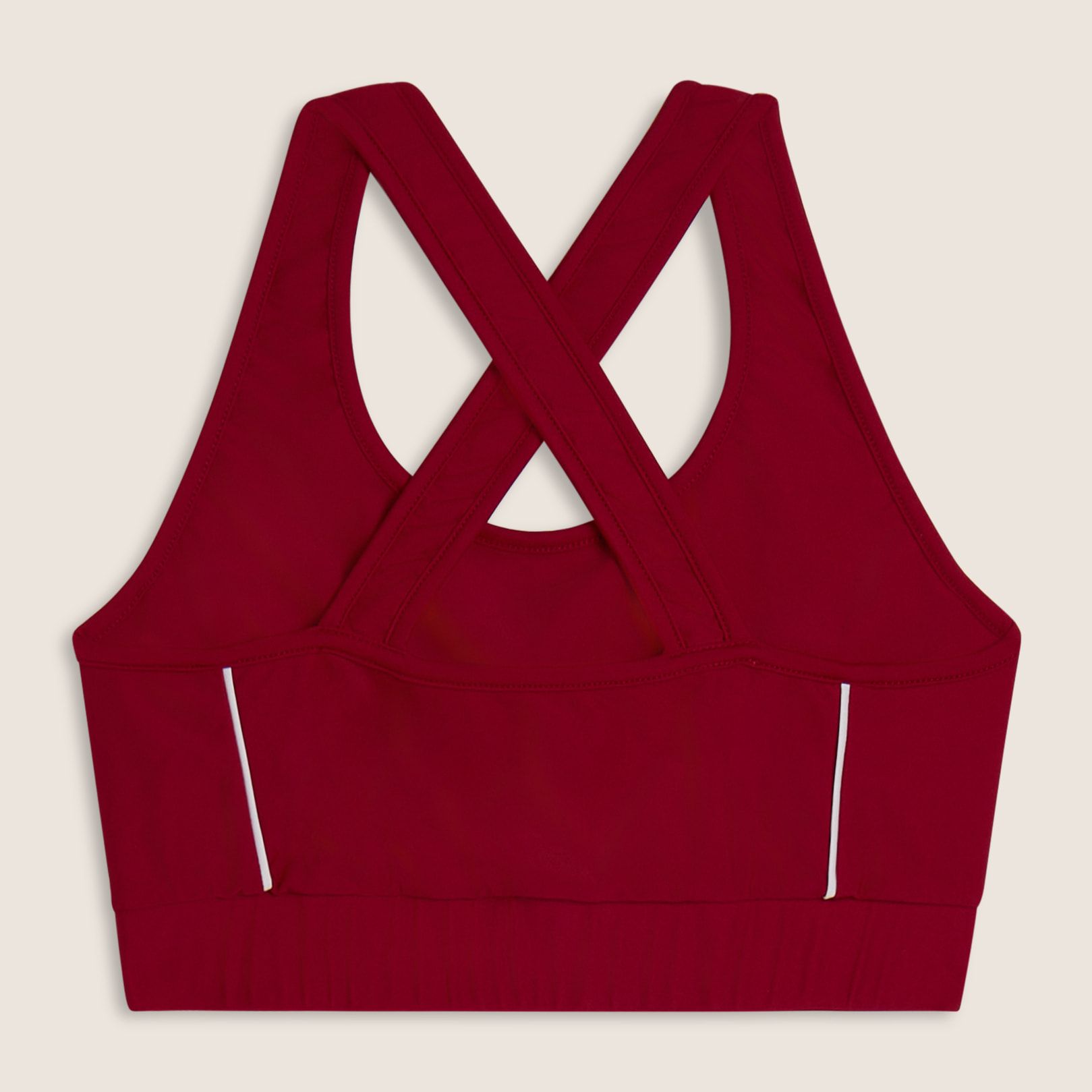 Top tecnico con spalline incrociate e profili bianchi