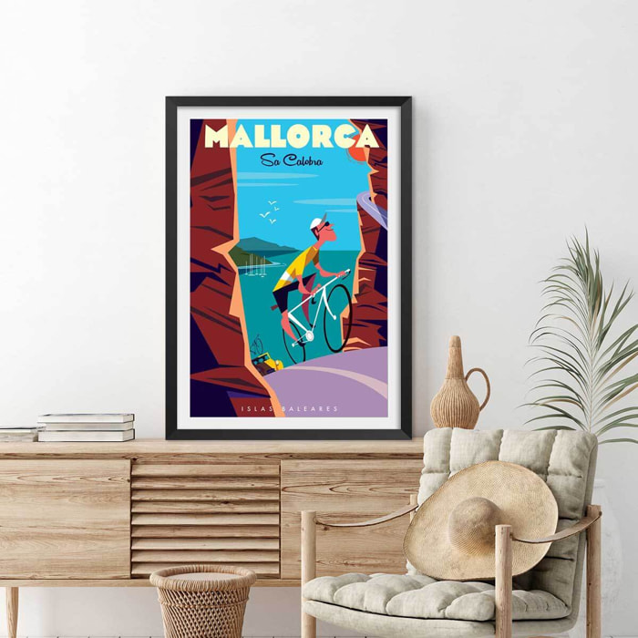 Poster de mallorca Affiche + cadre en bois - Noir
