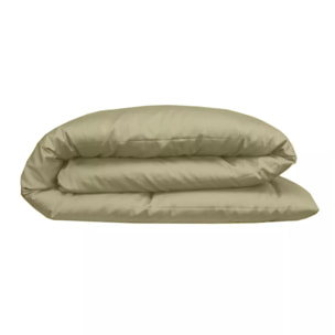 Housse de couette satin de coton uni beige Ava uni glaise