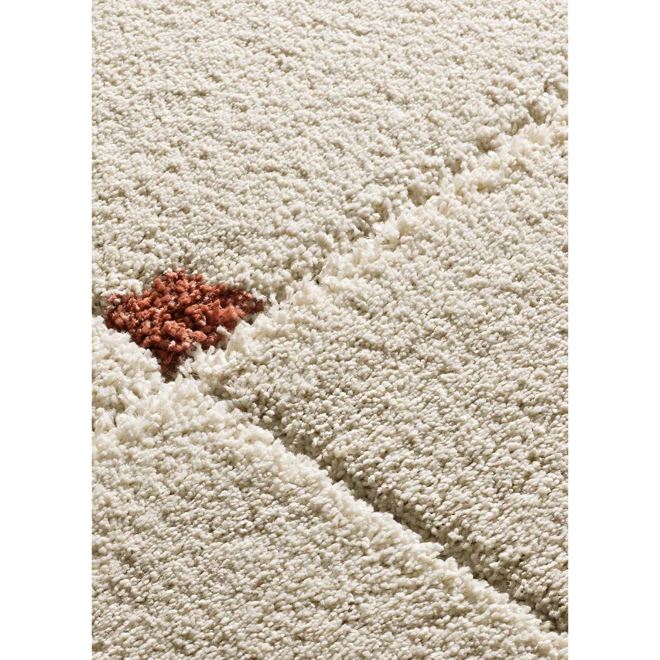 BRENDA Alfombra shaggy geométrica con relieve blanco y motivos caldera, varias medidas disponibles