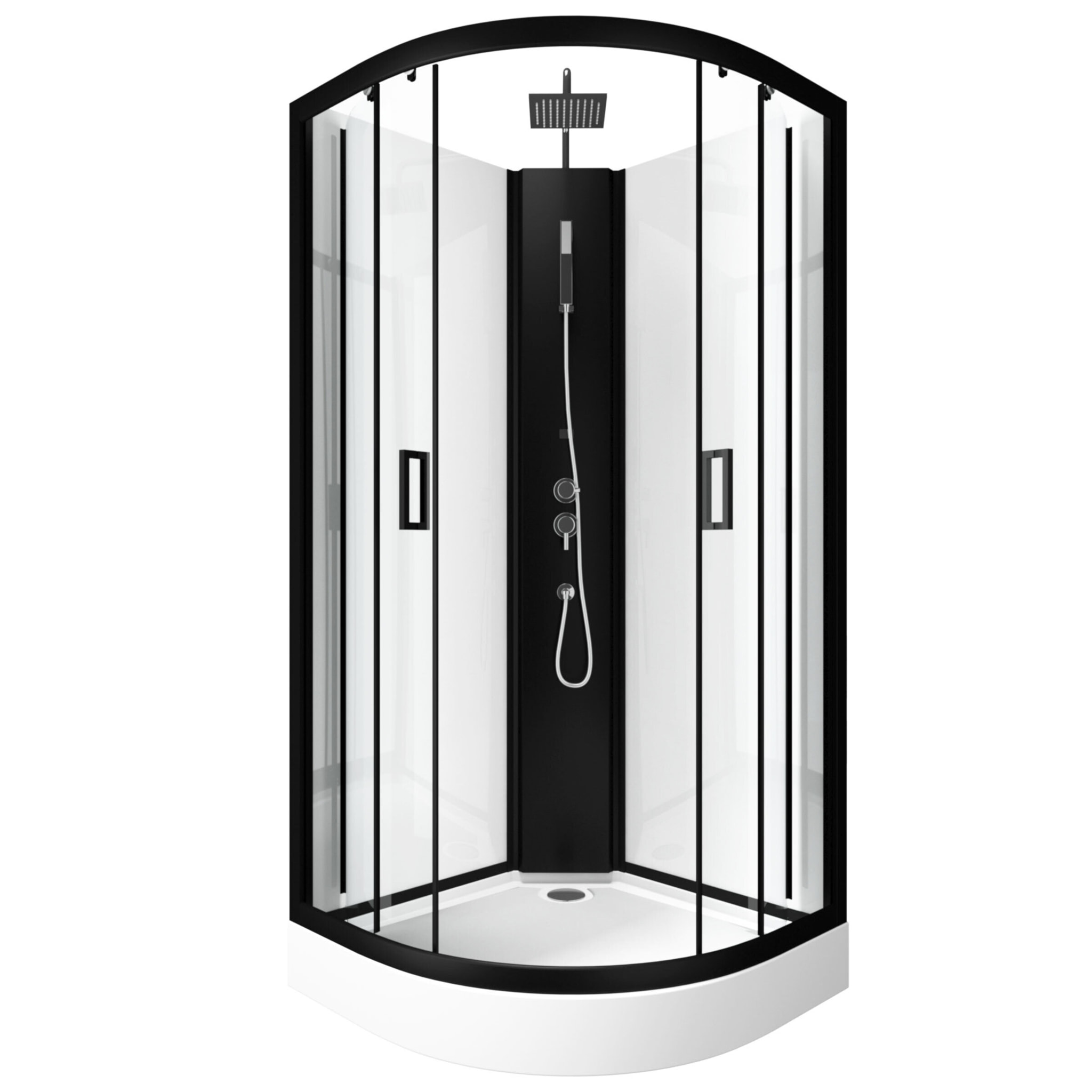Cabine de douche LIFT UP BLACK 1/4 de cercle 85x85x235cm