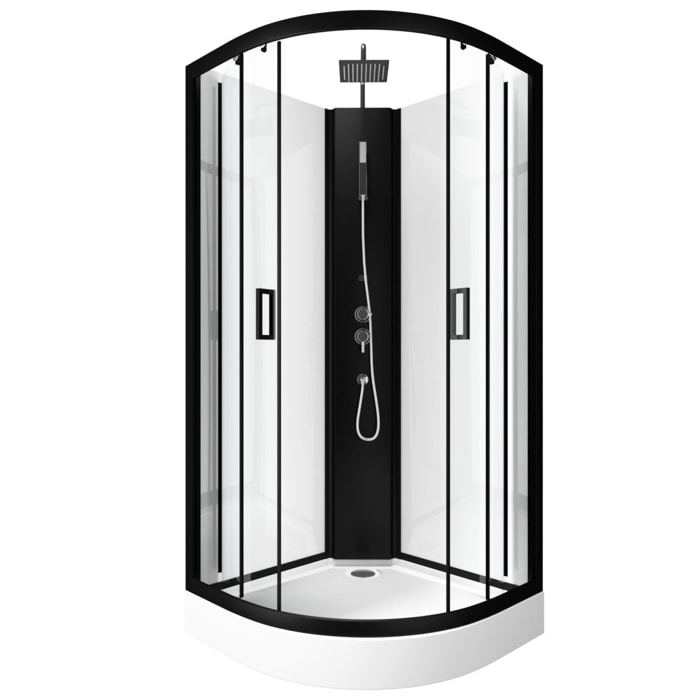 Cabine de douche LIFT UP BLACK 1/4 de cercle 85x85x235cm