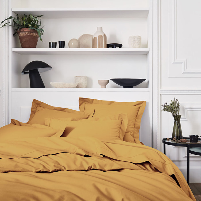 Housse de couette unie en percale de coton, PREMIÈRE, Jaune Sahara