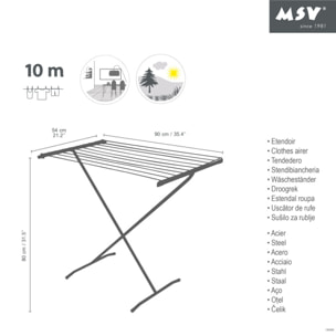 Etendoir à  linge 10M Acier 1 niveau Blanc MSV