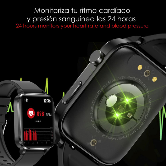 Smartwatch F100 con terapia laser per la salute a doppia sonda. Monitoraggio O2, tensione e termometro. Varie modalità sportive.