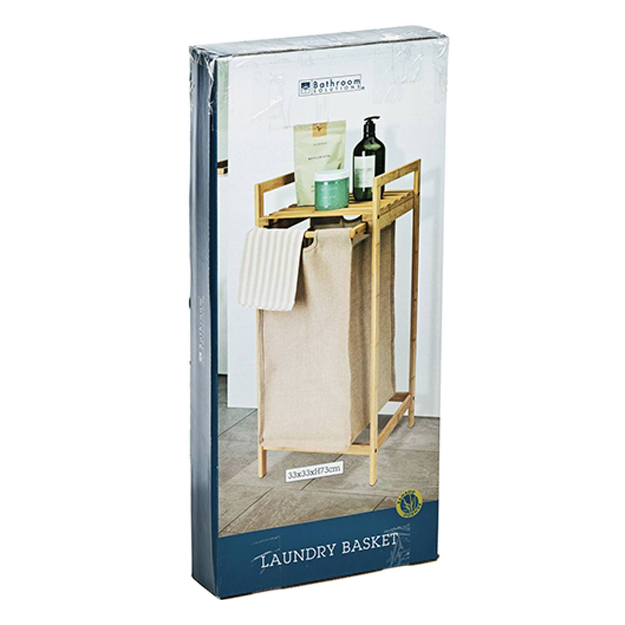 Well home cesto para la coldad en bambú con estante 33x33x73cm