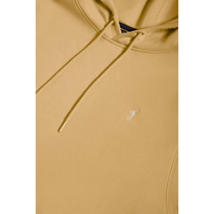 Sudadera con capucha y bolsillos color camel con logo Rigby Go