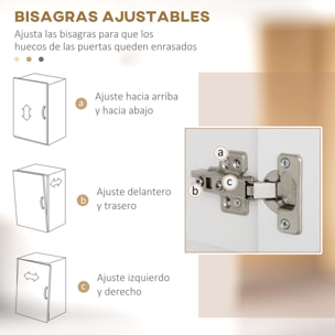 Alacena de Cocina Mueble de Cocina con 4 Puertas 1 Cajón y Estantes Ajustables Antivuelco Armario de Cocina Moderno para Comedor Salón 70,8x34x180 cm Blanco y Plata