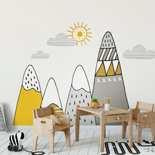 Stickers muraux enfants - Décoration chambre bébé - Autocollant Sticker mural géant enfant montagnes scandinaves ATIKA