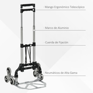 Carretilla Plegable para Escalera con Ruedas Carga 70kg Carretilla de Mano Portátil para Entrega Almacenes Mercado Viajar Mudarse