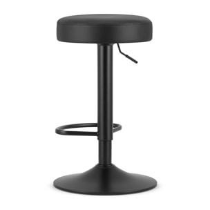 Sgabello da bar ROJST in ecopelle nera con base nera