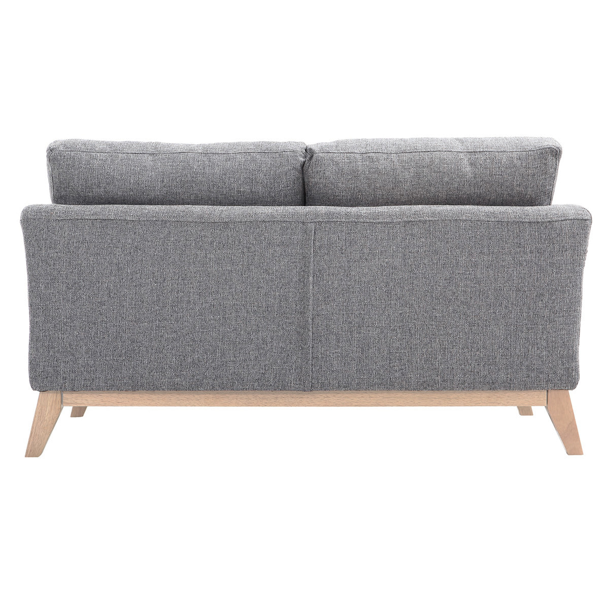 Canapé scandinave déhoussable 2 places en tissu gris clair et bois clair OSLO