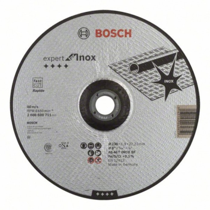 Disque EXPERT à tronçonner BOSCH à moyeu déporté Spécial métaux 230x1.9mm - 2608600711