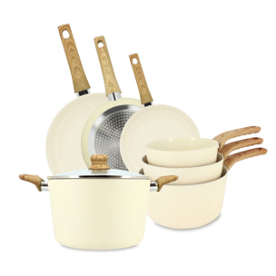 Batterie de cuisine 7 pièces en céramique crème - tous feux CRÈME
