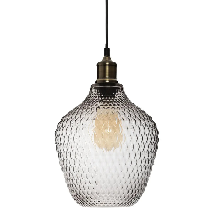 Suspension "Omaha" verre fumé D22cm