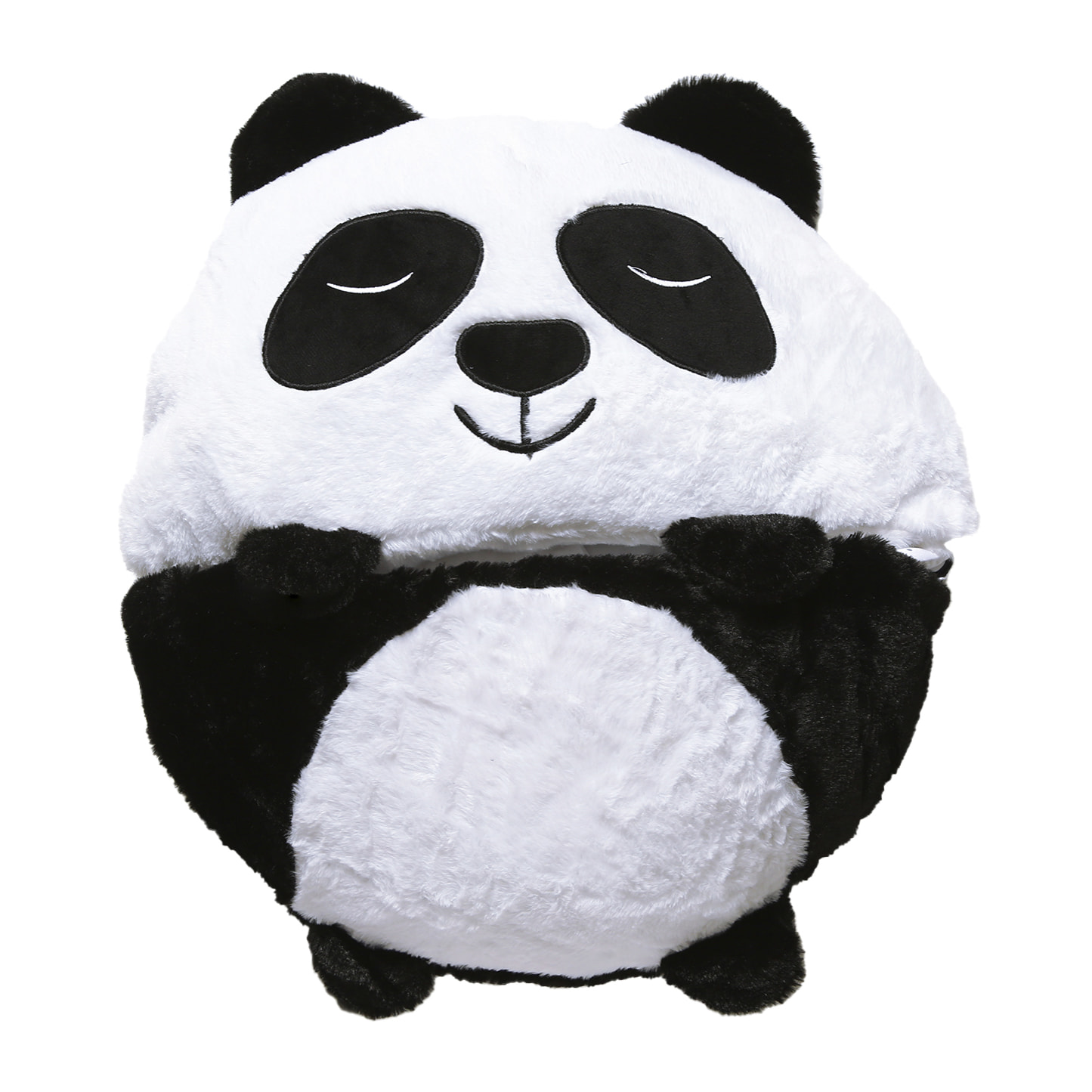 Saco de dormir convertible en almohada, para niños, Osito Panda. Tacto peluche. Pequeño / S: 135x50cm.