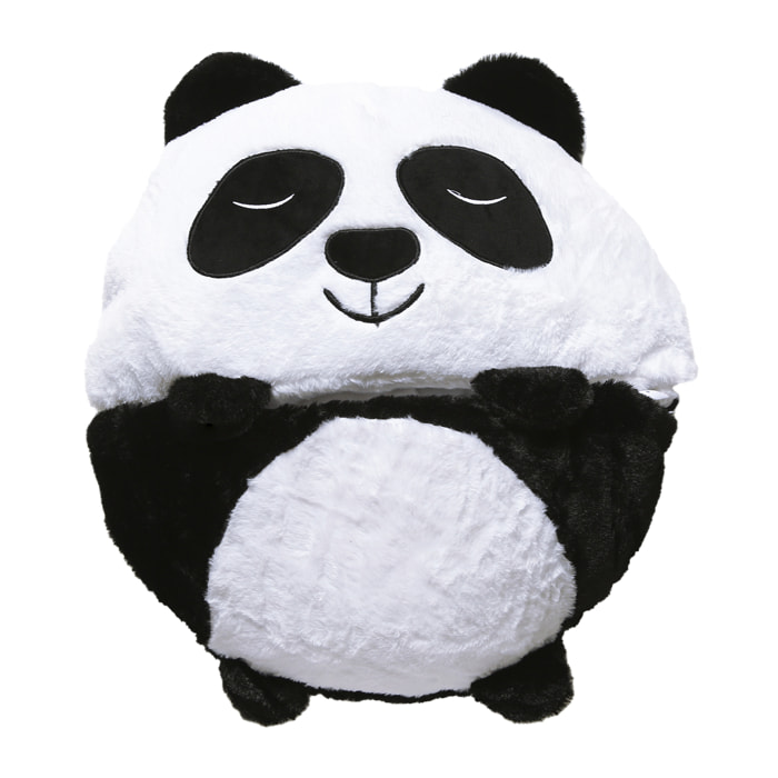 Saco de dormir convertible en almohada, para niños, Osito Panda. Tacto peluche. Pequeño / S: 135x50cm.