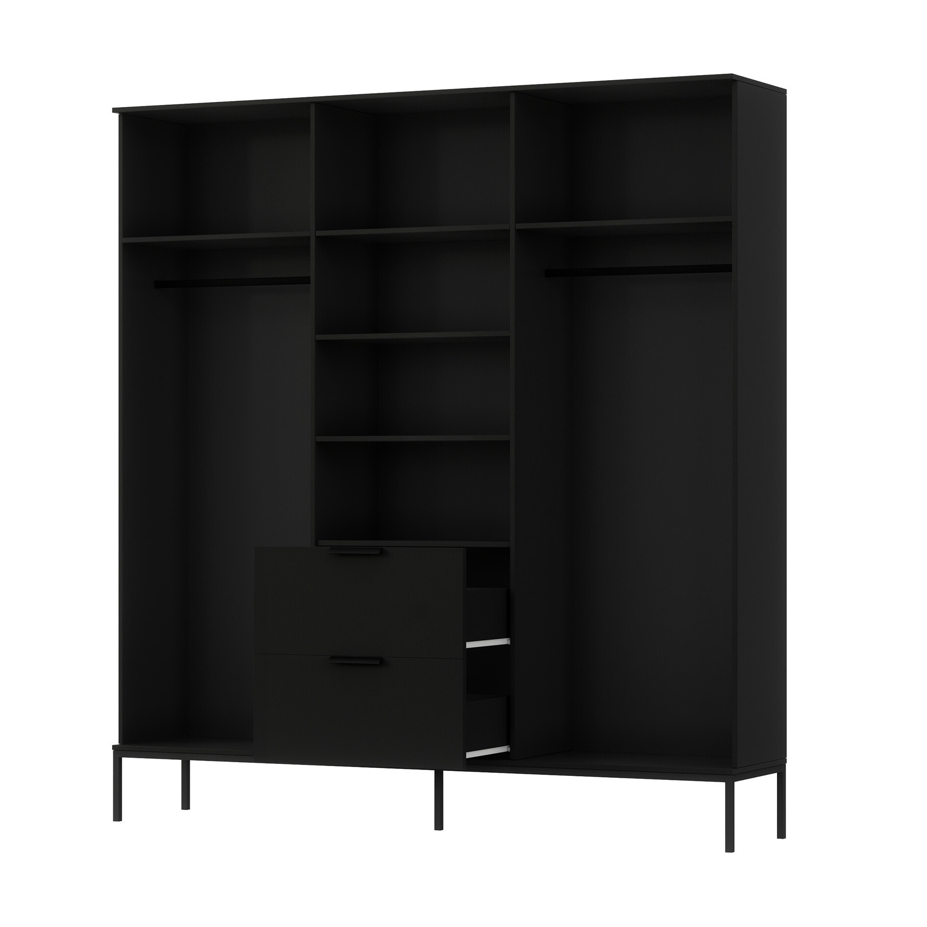Savanna - armoire - effet bois et noir - 185x200 cm - Noir / Bois