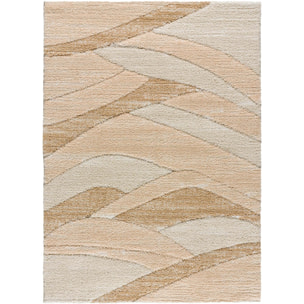 SERENE Alfombra de pelo largo con texturas en tonos beige, varias medidas disponibles