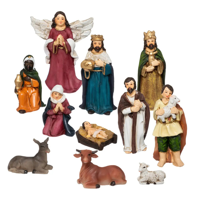 Lot de 11 santons H.7,5cm résine