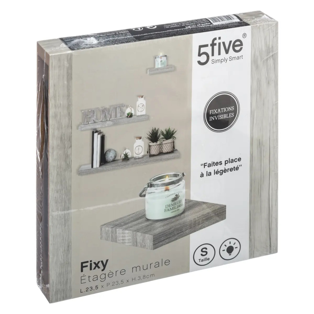 Étagère murale "Fixy" 23,5cm effet chêne gris