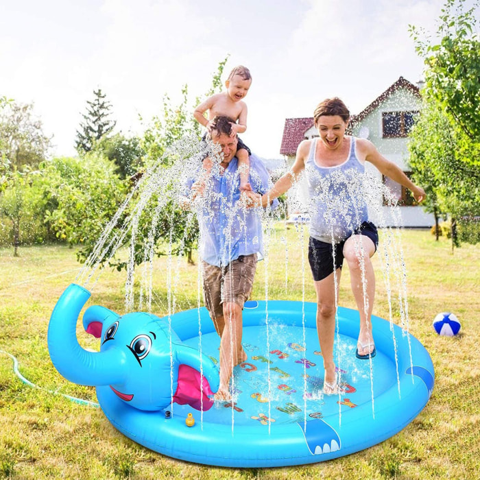 Paraspruzzi. Giocattolo gonfiabile e irrigatore d'acqua, gioco divertente per i bambini. 200 cm. Design elefante con proboscide sprinkler.