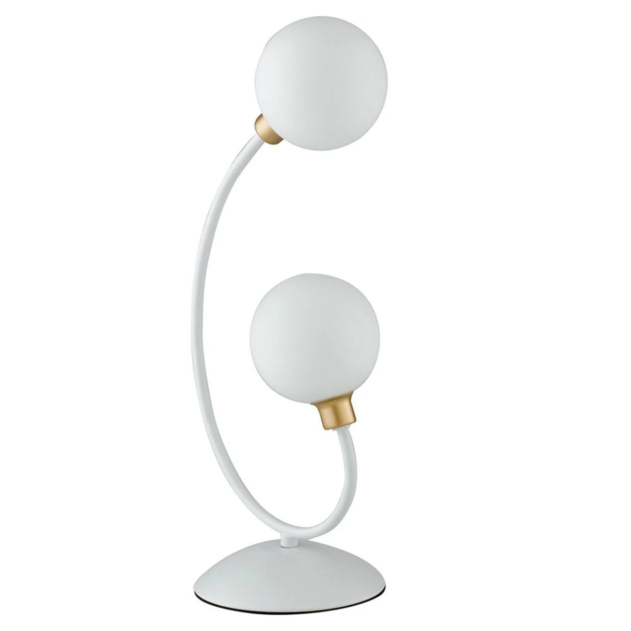 Lampada da tavolo AIDA in metallo bianco e oro con diffusore in vetro