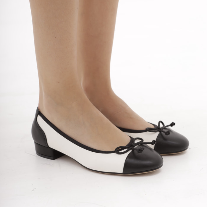 DECOLLETE' BALLERINA BICOLORE CHOCOLA' BIANCO