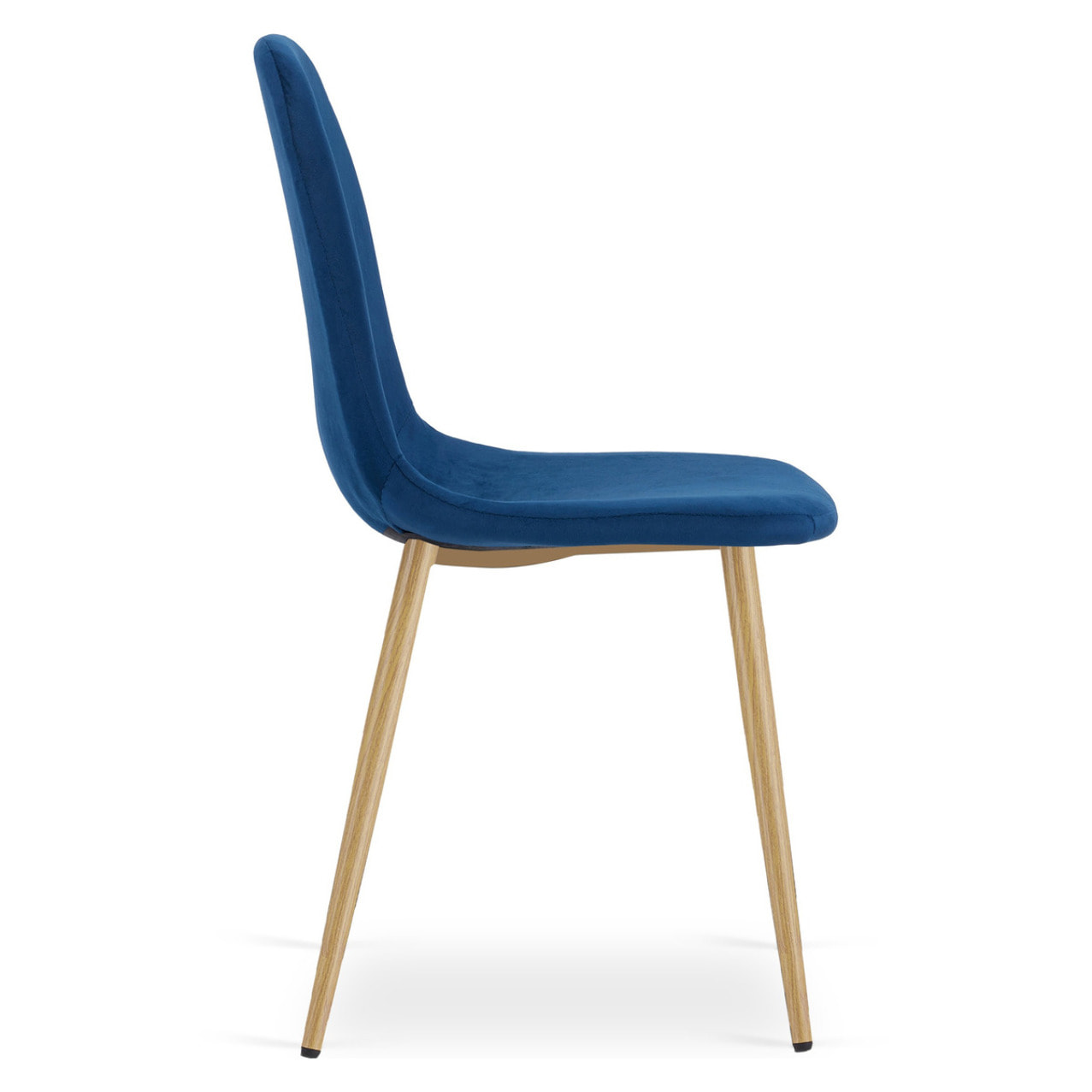 Set di 4 sedie Padva in velluto blu e gambe effetto rovere