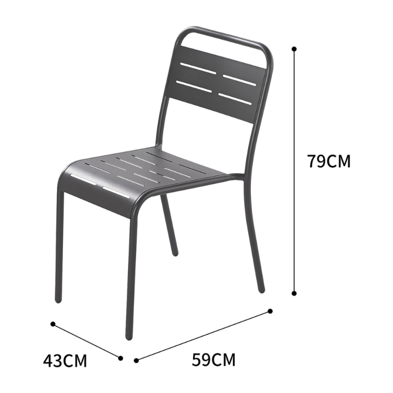 Ensemble table + chaises gris foncé 4 places  - EVORA